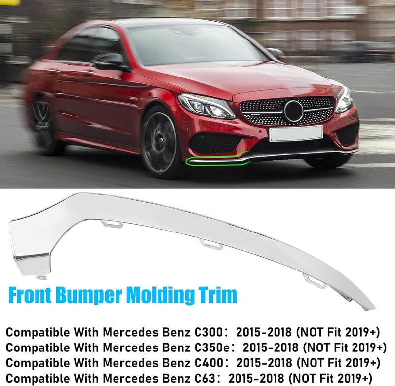 Jaronx Compatible with Mercedes-Benz W205 Front Bumper Trim Molding 2015-2018, Right Front Bumper Lower Chrome Trim Replacement A2058851474 for Mercedes W205 C300 C400 C350 C63 AMG-LINE Sport Model - Image 5
